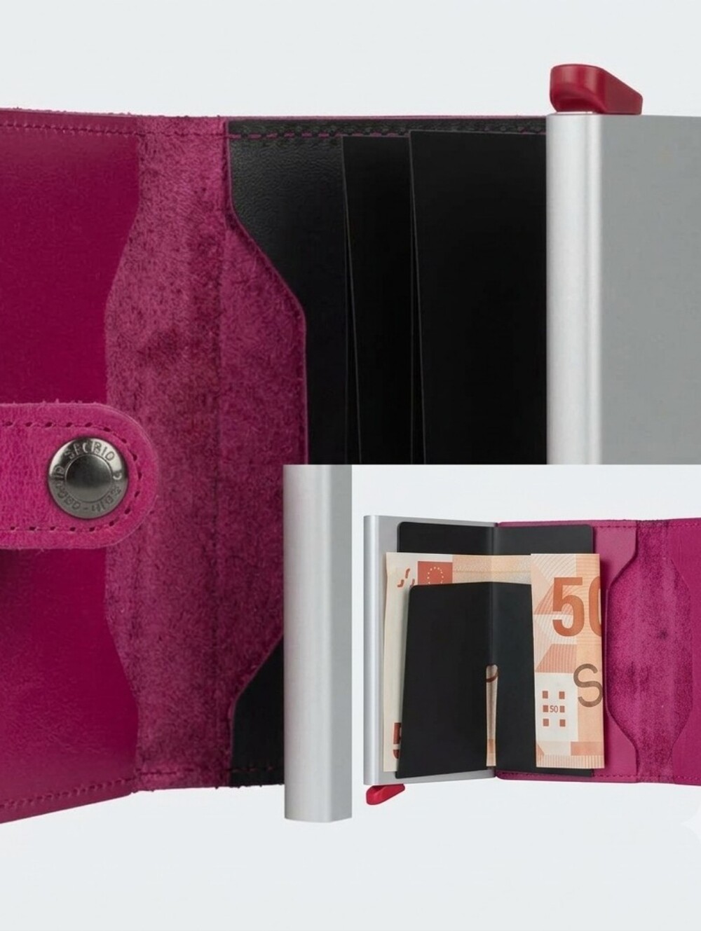 Secrid Slim Twin Wallet Leather Pink RFID Protection Safe Card Made in Holland